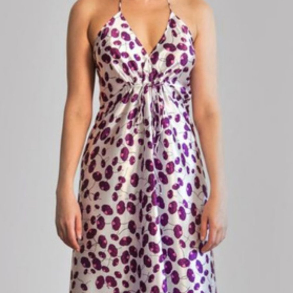 SOLD! Emploi NY Floral Jane Satin Dress Halter M/L